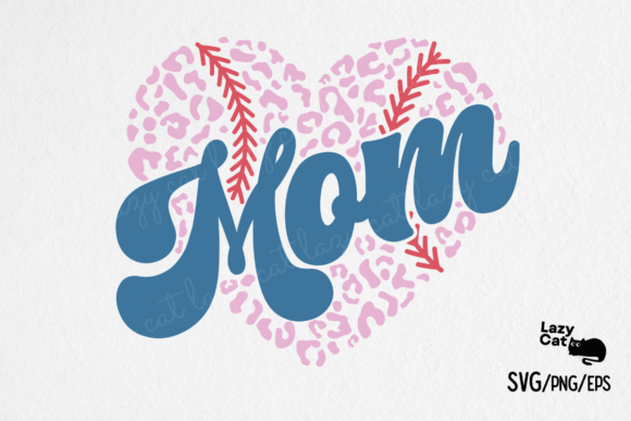 Retro Baseball Heart Mom Graphics for Crafts